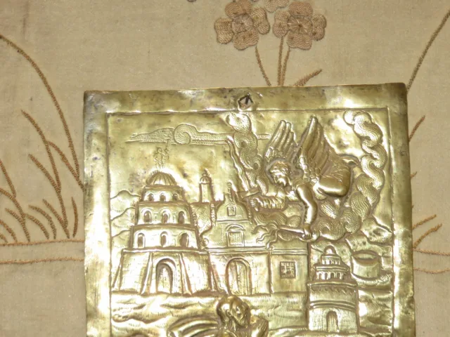 Paire De Cuivres avec Anges et personnages, époque 17 ème.