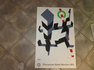 Allan d'Arcangelo : Lithographie, affiche des jeux Olympiques  Munich de 1972.