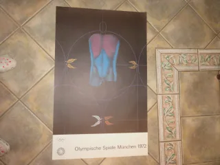 Wunderlich Paul : Lithographie, affiche des jeux Olympiques  Munich de 1972.