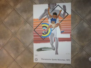 Peter Phillips  : Lithographie, affiche des jeux Olympiques  Munich de 1972.