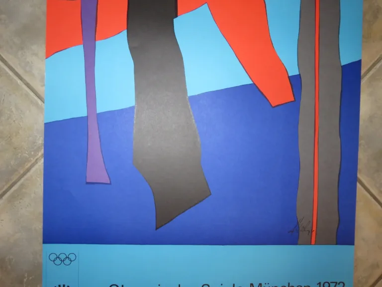 Winter Fritz : Lithographie, affiche des jeux Olympiques  Munich de 1972.