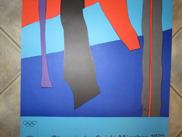 Winter Fritz : Lithographie, affiche des jeux Olympiques  Munich de 1972.