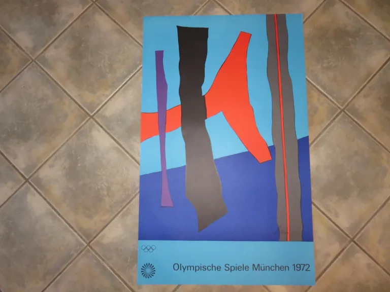 Winter Fritz : Lithographie, affiche des jeux Olympiques  Munich de 1972.