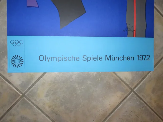 Winter Fritz : Lithographie, affiche des jeux Olympiques  Munich de 1972.