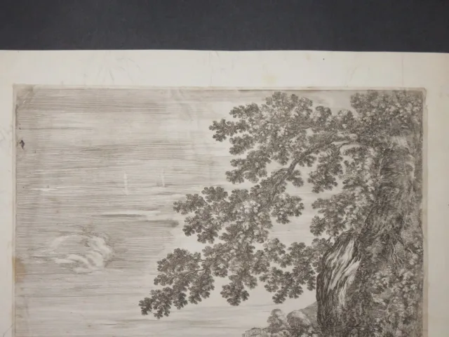 Paysage mit Persönlichkeiten, eau forte époque 17ème.