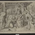 Scène Apôtres, eau-forte époque 17ème.