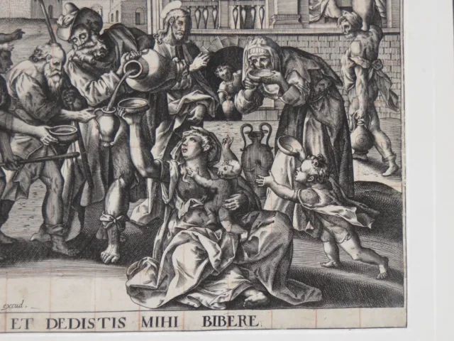 Scène de rue, eau-forte époque 17 ème.