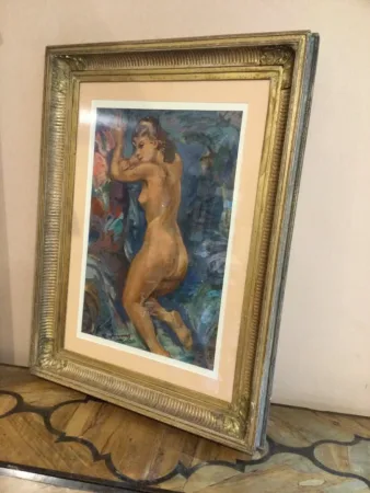 ''FEMME NUE AGENOUILLÉE'', de Pierre Creixams, PEINTRE ESPAGNOL.Creixams
