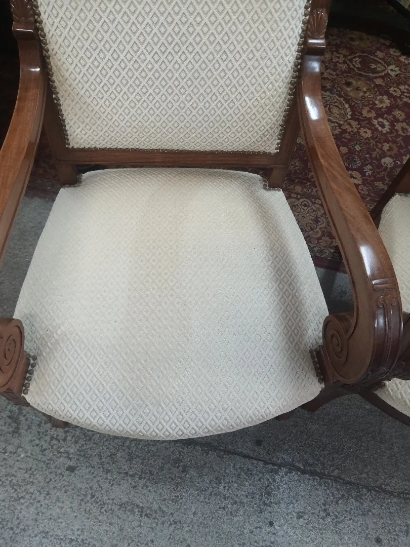 PAIR OF DIRECTOIRE STYLE ARMCHAIRS