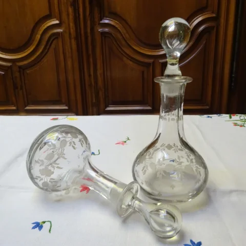 Paire de petites carafes miniature d'époque XIXème