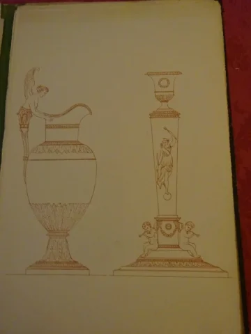 Recueil d'époque 1900 d'un ensemble de 50 gravures de pièces d'orfèvrerie de style Empire