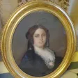 Portrait de femme, pastel d'époque Napoléon III