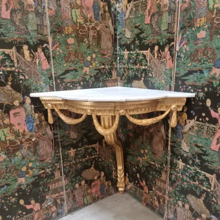 Console d'angle en bois doré d'époque Napoléon III