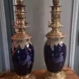 Paire de grandes lampes d'époque Napoléon III en porcelaine