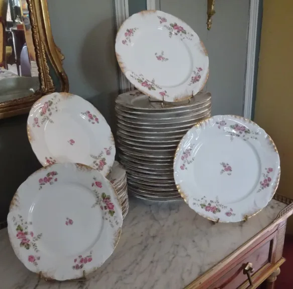 Suite d'assiettes en porcelaine décoré Limoges fin XIXème
