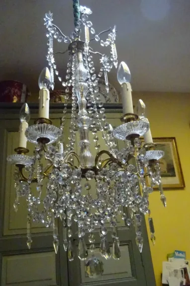 Lustre en bronze et cristal d'époque XIXème
