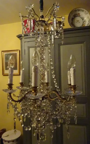 Lustre en bronze et cristal d'époque XIXème