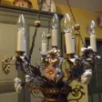 Luustre en bronze à décor d'une corbeille de fleurs, fin XIXème