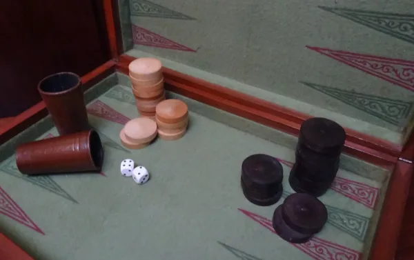 coffret de jeu de dame et backgammon début XXème