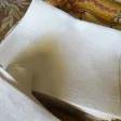 Suite de 11 très grandes serviettes de table en damassé à décor géométrique