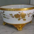 Jardinière ou centre de table fin XIXème porcelaine décorée