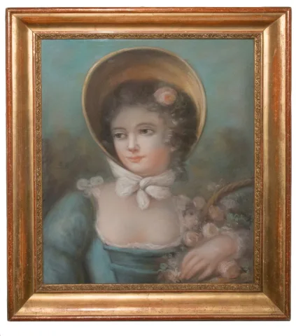 Portrait de jeune femme, pastel  époque XIXe siècle