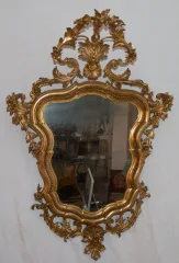 Miroir Italien en bois doré époque milieu XIXe