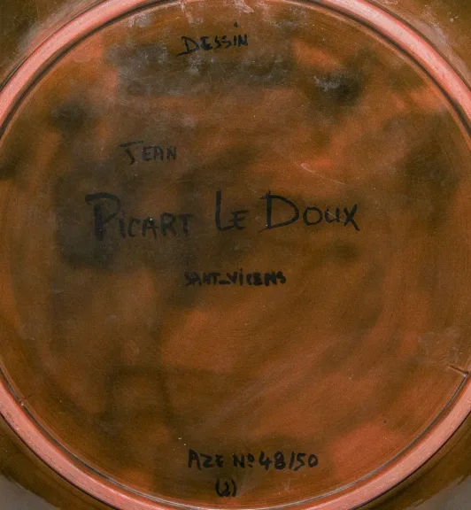 Plat circulaire signé Jean PICART LE  DOUX  Circa 1960