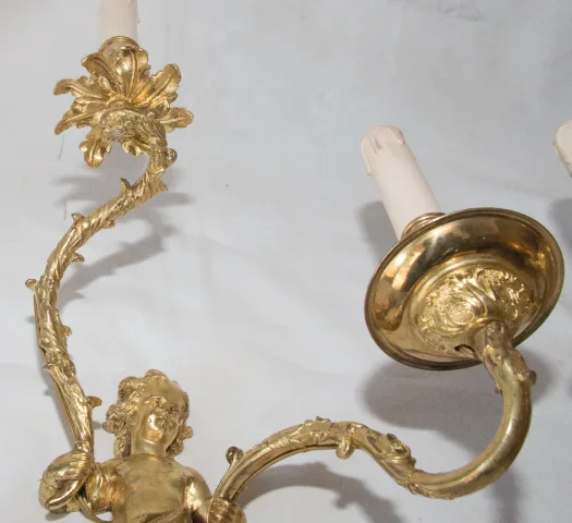 Paire d'appliques en bronze doré époque fin XIXe siècle