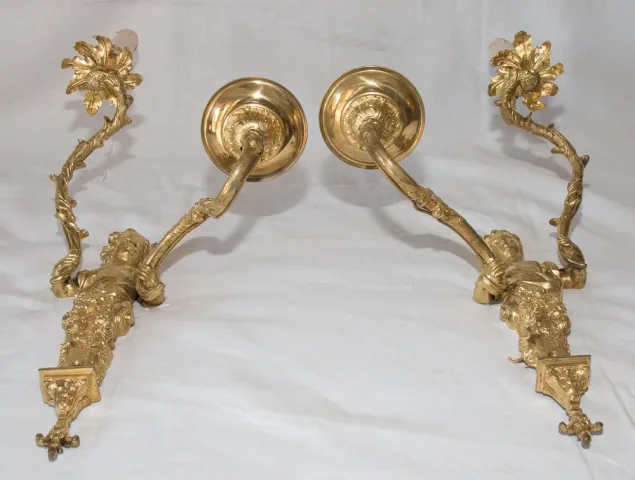 Paire d'appliques en bronze doré époque fin XIXe siècle
