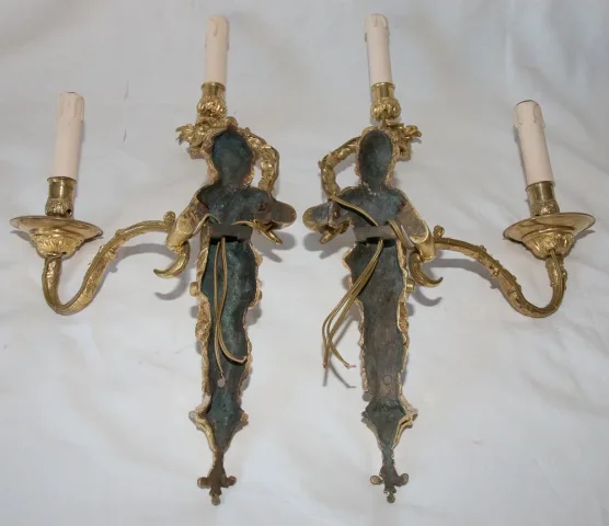 Paire d'appliques en bronze doré époque fin XIXe siècle