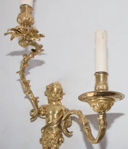 Paire d'appliques en bronze doré époque fin XIXe siècle