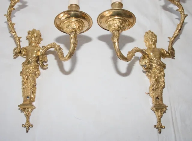 Paire d'appliques en bronze doré époque fin XIXe siècle