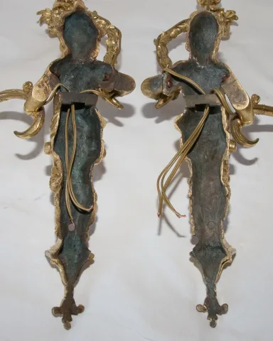 Paire d'appliques en bronze doré époque fin XIXe siècle