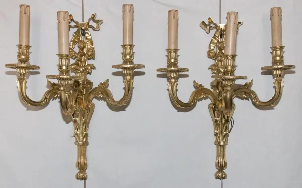 PAIR OF LOUIS XVI STYLE WALL LIGHTS