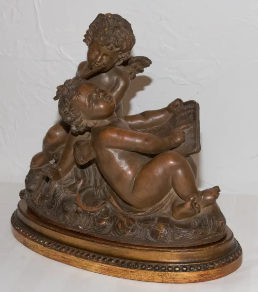 Terre Cuite Psyché et Cupidon Signée Fernand CIAN Paris