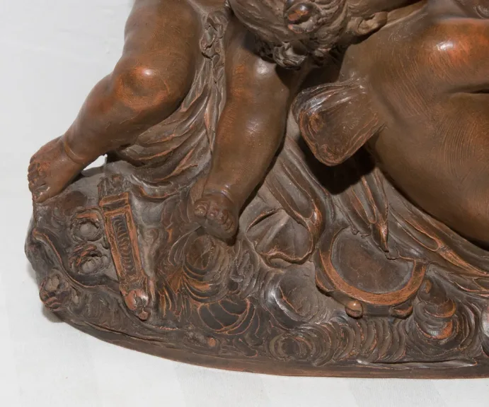 Terre Cuite Psyché et Cupidon Signée Fernand CIAN Paris