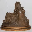 Terre Cuite Psyché et Cupidon Signée Fernand CIAN Paris