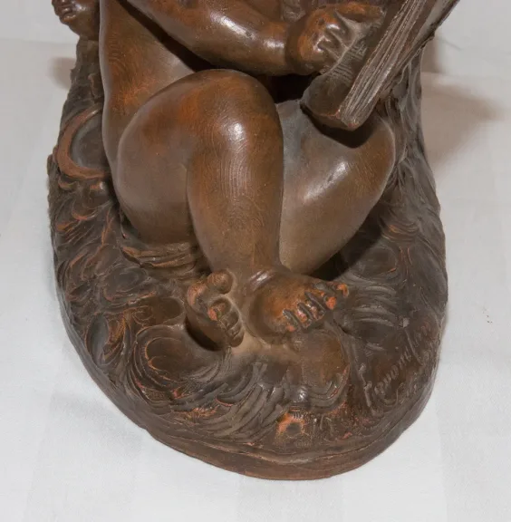 Terre Cuite Psyché et Cupidon Signée Fernand CIAN Paris