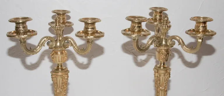 Paire de chandeliers en bronze doré Henry PICARD