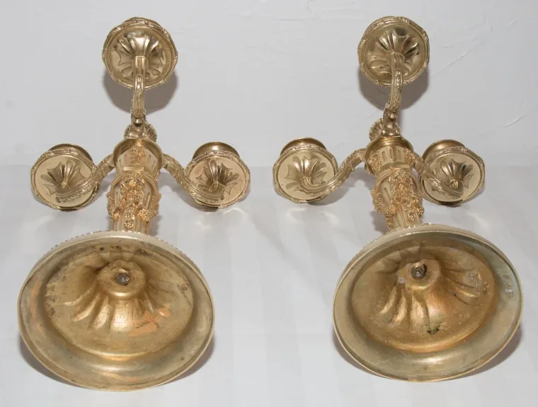 Paire de chandeliers en bronze doré Henry PICARD