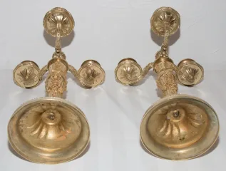 Paire de chandeliers en bronze doré Henry PICARD