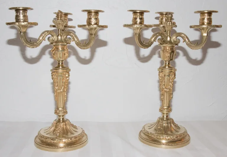 Paire de chandeliers en bronze doré Henry PICARD