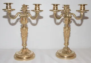 Paire de chandeliers en bronze doré Henry PICARD