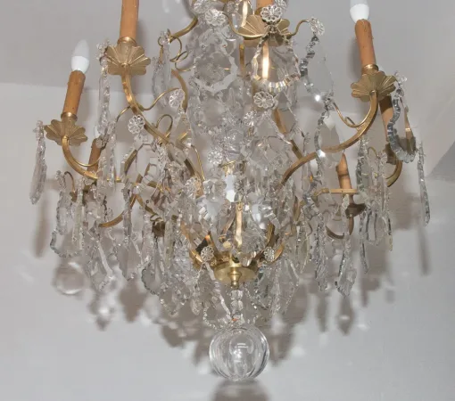 Lustre cage style LXV en bronze et cristal circa 1880