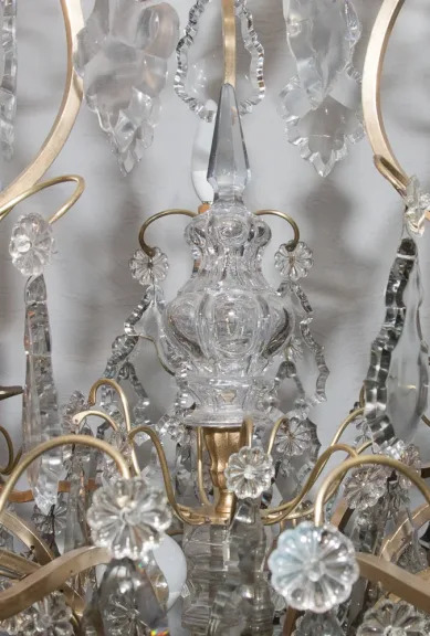 Lustre cage style LXV en bronze et cristal circa 1880