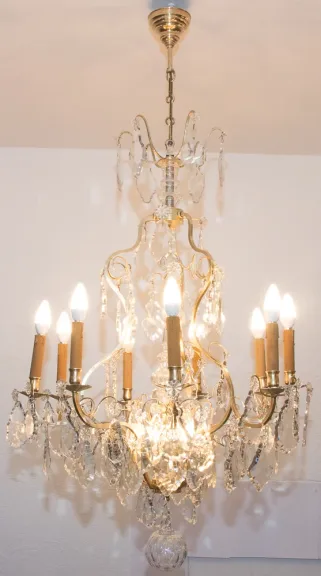 Lustre cage style LXV en bronze et cristal circa 1880