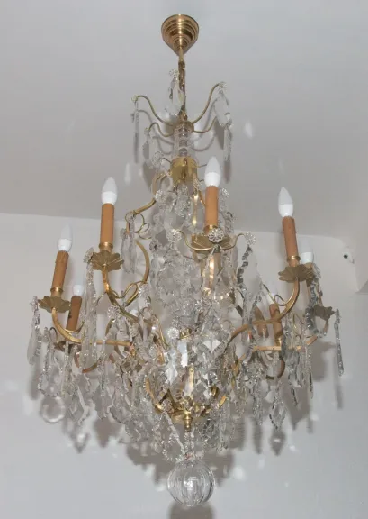 Lustre cage style LXV en bronze et cristal circa 1880