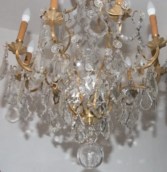 Lustre cage style LXV en bronze et cristal circa 1880
