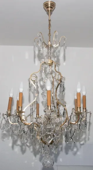 Lustre cage style LXV en bronze et cristal circa 1880